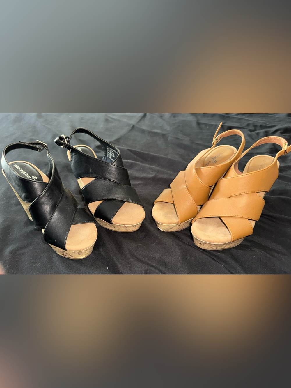 Women’s Wedge Sandals - Black and Tan